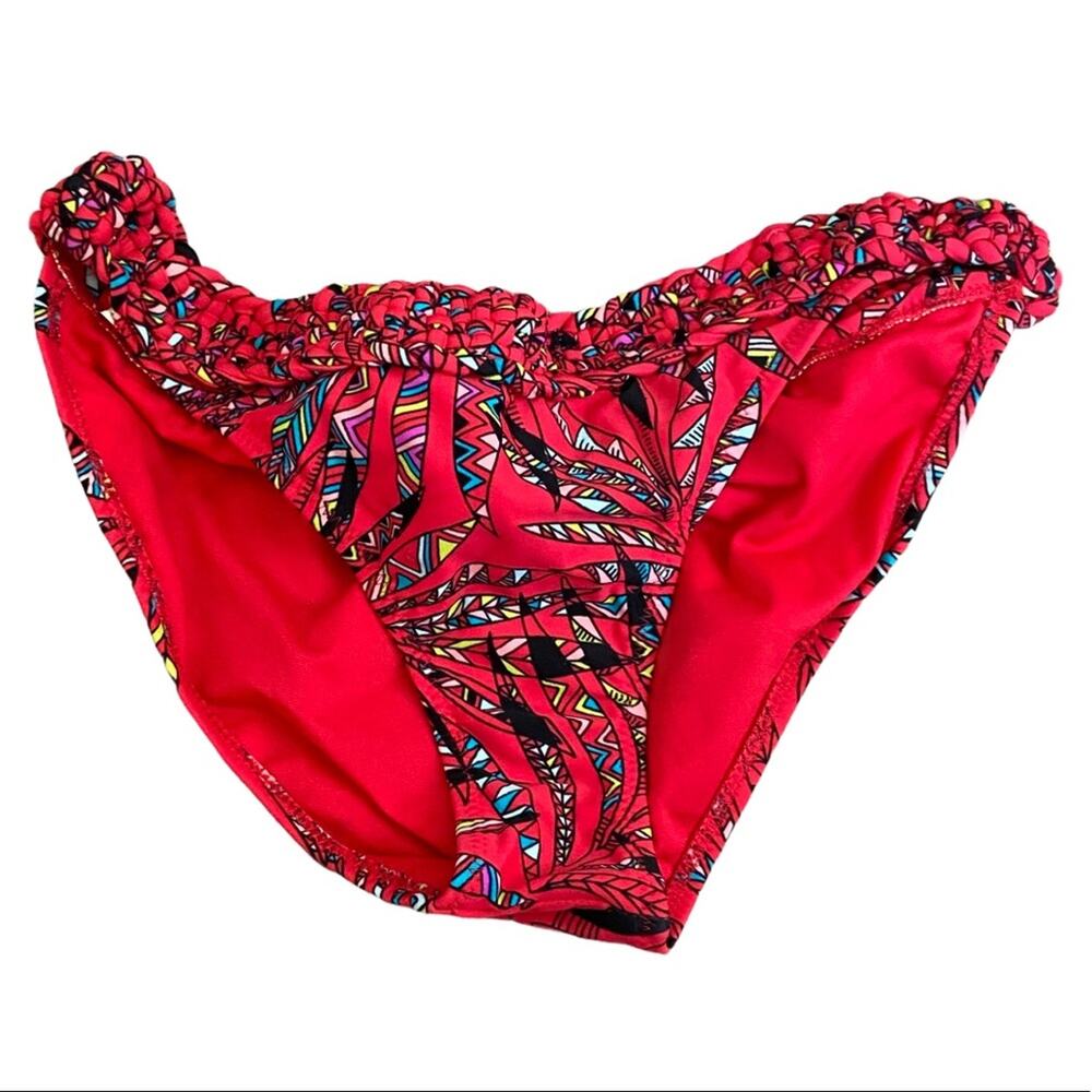 Radio Fiji Red Braided Waist Swimsuit Bottom Med